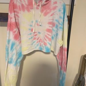 Forever 21 tie-dye crop top hooded sweatshirt